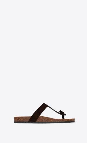 YSL Jimmy Byty Sandals In Semišové Chocolat | 29504-PBTS