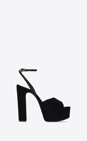 YSL Jodie Platformy Sandals In Velvet Černé | 97561-DPCT