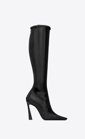 YSL Justify Boots In Shiny Læder Černé | 07932-NYAI