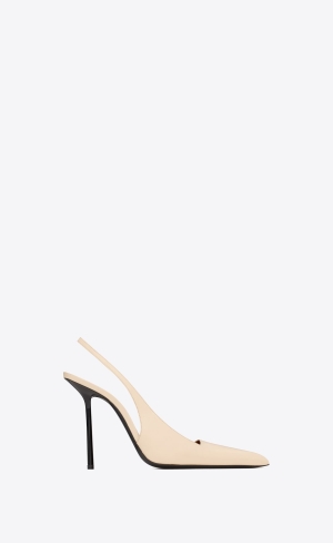 YSL Kiss Slingback Pumps In Shiny Læder Coquille | 35204-CBOJ