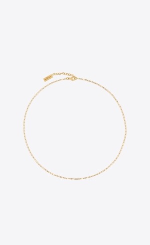 YSL Krátké Rectangular Chain Necklace In Metal Zlaté | 58097-XYHR