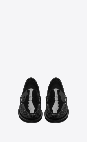 YSL Le Loafer Penny Slippers In Lakovaná Læder Černé | 04738-PYHS