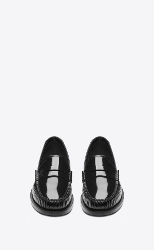 YSL Le Loafer Penny Slippers In Lakovaná Læder Černé | 24570-QABZ