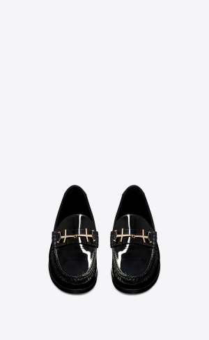 YSL Le Loafer Penny Slippers In Lakovaná Læder Černé | 45721-GXYH