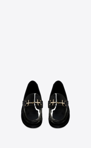 YSL Le Loafer Penny Slippers In Lakovaná Læder Černé | 83469-BXQU