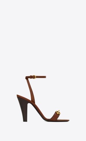 YSL Le Maillon Sandals In Smooth Læder Caramel | 69871-UQGN