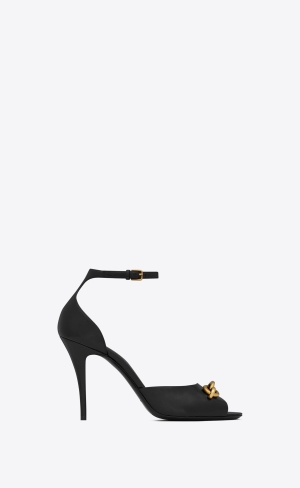 YSL Le Maillon Sandals In Smooth Læder Noir | 07312-ADIP
