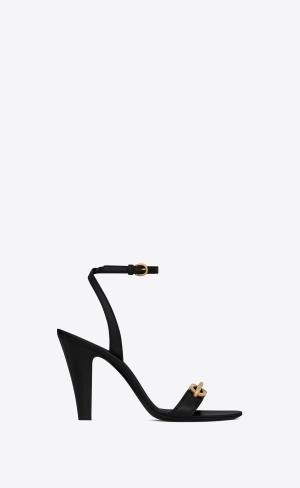 YSL Le Maillon Sandals In Smooth Læder Černé | 01769-FLNV