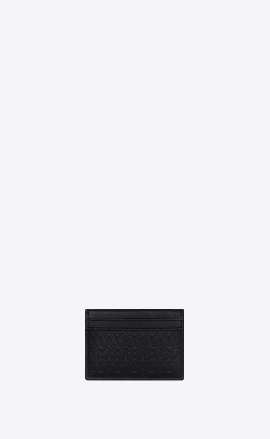 YSL Le Monogramme Card Holder In Embossed Smooth Læder Černé | 79432-CKOW