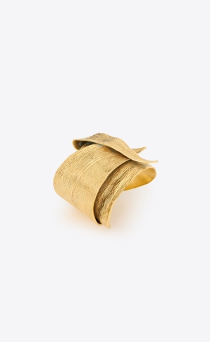 YSL Leaf Cuff In Metal Světle Zlaté | 16489-PMLX