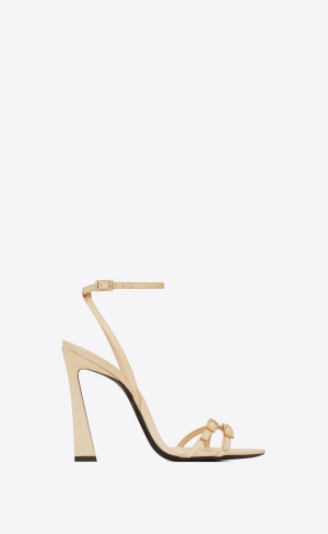 YSL Lila Sandals In Crepe Satin Béžový | 71920-VAUK