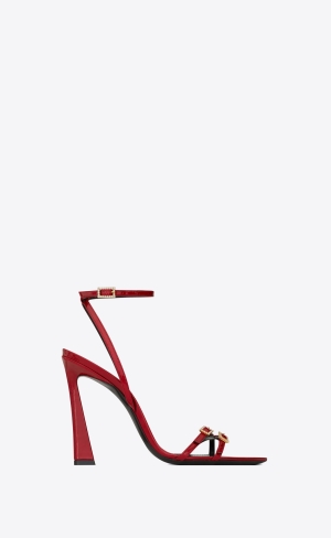 YSL Lila Sandals In Lakovaná Læder Tmavě Červené | 25037-NYMI