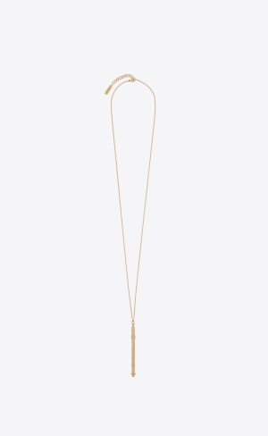 YSL Long Cocktail Stirrer Necklace In Metal Zlaté | 38276-EZFL