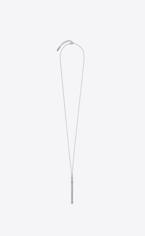 YSL Long Cocktail Stirrer Necklace In Metal Palladium | 67210-GYMQ