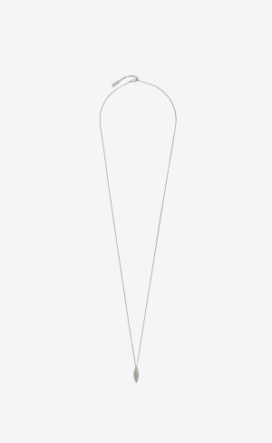 YSL Long Oval Charm Necklace In Metal Stříbrné | 71350-IOEG