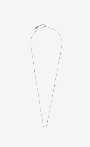 YSL Long Rectangular Chain Necklace In Metal Stříbrné | 95310-AIXG
