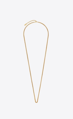 YSL Long Wheat Chain Necklace In Metal Zlaté | 58072-ULQX
