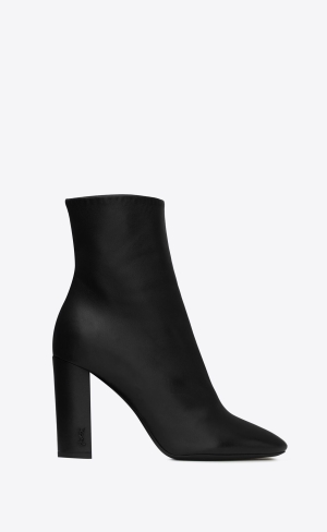 YSL Lou Ankle Boots In Læder Černé | 84503-UHKB