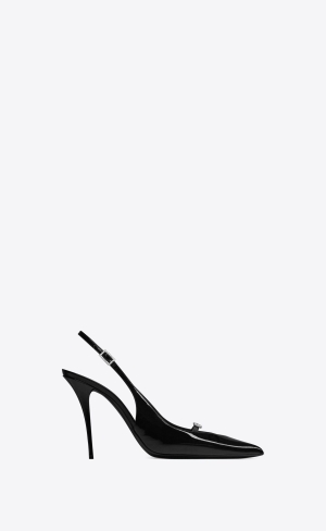 YSL Luna Slingback Pumps In Lakovaná Læder Černé | 04716-DXOP