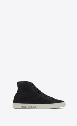YSL Malibu Mid-top Sneakers In Platene And Læder Černé | 89172-OMRA