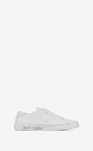 YSL Malibu Sneakers In Smooth Læder Bílé | 62490-IJBW
