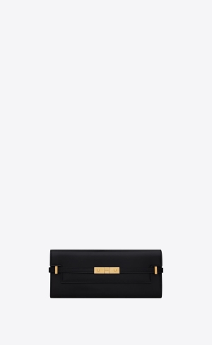 YSL Manhattan Clutch In Box Saint Laurent Læder Noir | 34780-OVCU