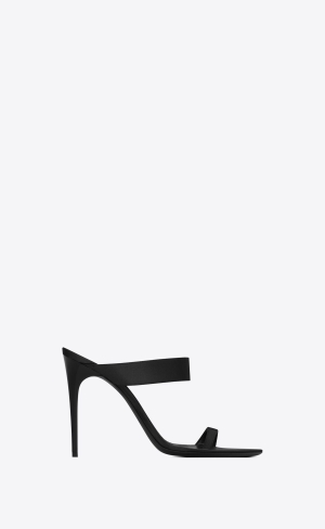 YSL Martha Mules In Silk Satin Černé | 06948-JKQO