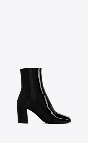 YSL Maxine Booties In Lakovaná Læder Černé | 06354-BCJX