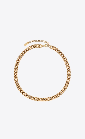 YSL Medium Curb Chain Necklace In Metal Zlaté | 19462-XWQD