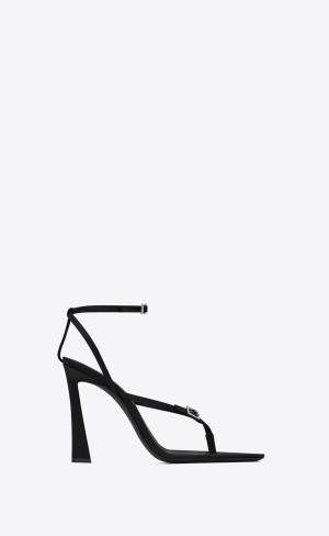 YSL Nadja Sandals In Crepe Satin Černé | 58047-LSJU