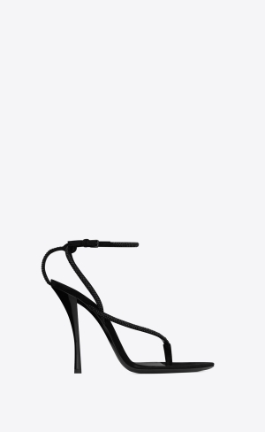 YSL Nadja Sandals In Semišové And Rhinestones Černé | 53206-LRKI