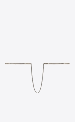 YSL Octagon Handcuff Bracelets In Metal Stříbrné | 76045-LOMD