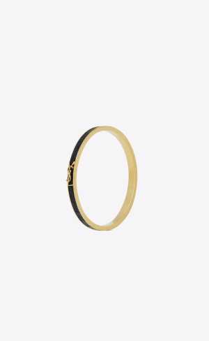 YSL Opyum Bracelet In Lizard-embossed Læder And Metal Černé | 40928-YAFU