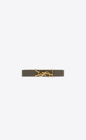 YSL Opyum Bracelet In Læder And Metal Šedé Hnědožlutý | 13542-WOZM