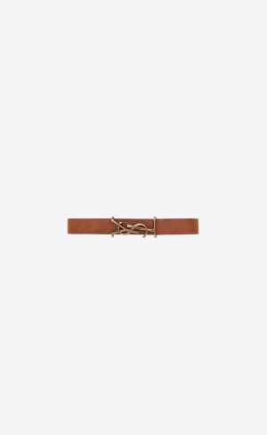 YSL Opyum Bracelet In Smooth Vegetable-tanned Læder And Metal Hnědé Zlaté | 95746-WZRL