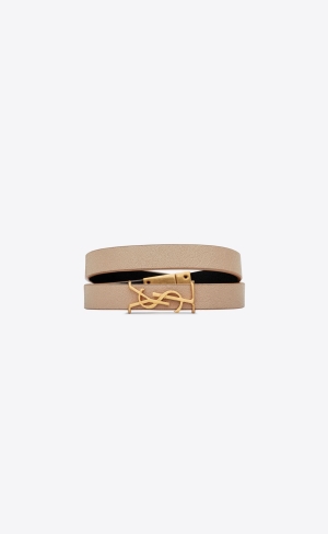 YSL Opyum Double Wrap Bracelet In Læder And Metal Béžový | 53720-KAHV