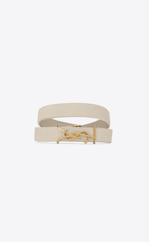 YSL Opyum Double Wrap Bracelet In Vintage Lambskin Blanc Vintage | 91573-UGZB