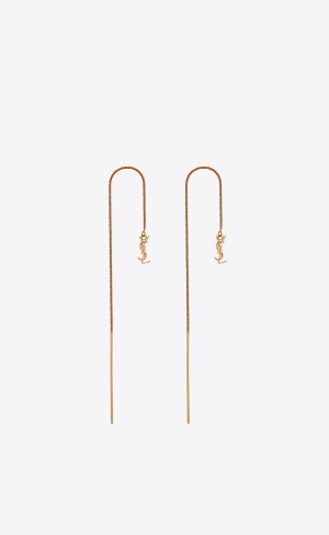 YSL Opyum Long Threader Earrings In Metal Zlaté | 60749-JKPU