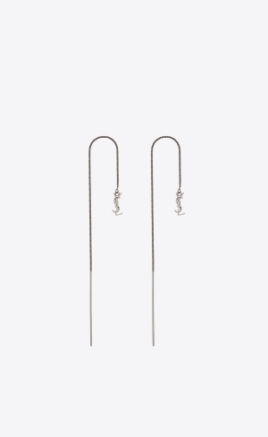 YSL Opyum Long Threader Earrings In Metal Mirror | 62493-SKBN