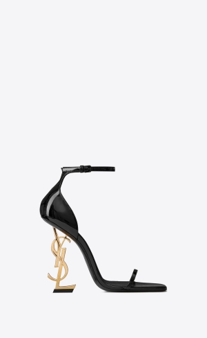 YSL Opyum Sandals In Lakovaná Læder Černé | 90182-ZGCA
