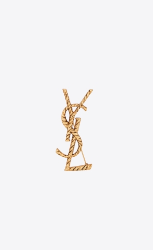 YSL Opyum Twisted Brooch In Metal Zlaté | 09581-LOKP