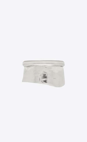 YSL Organic Wave Cuff Bracelet In Metal Stříbrné | 67139-NECY