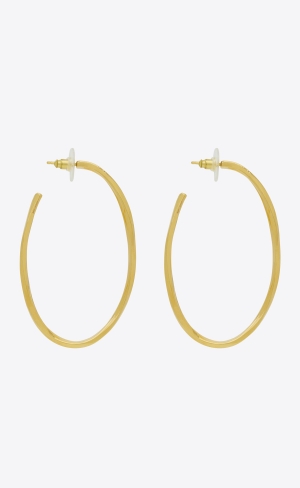 YSL Oval Hoop Earrings In Metal Zlaté | 35167-SOFJ