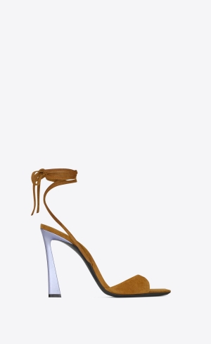 YSL Paz Sandals In Semišové And Metallized Læder Land And Lila | 60741-WUBL