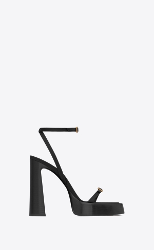 YSL Platz Platformy Sandals In Crepe Satin Černé | 74518-TBXR