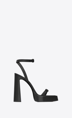 YSL Platz Platformy Sandals In Smooth Læder Černé | 76549-HJZO