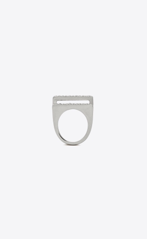 YSL Pruhovaný Rhinestone Ring In Metal Palladium And Crystal | 20179-UDBM