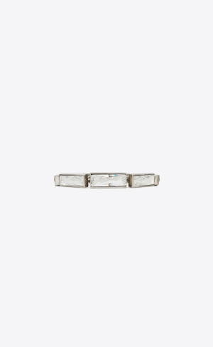 YSL Rhinestone Bangle In Metal Stříbrné | 70465-AWHF