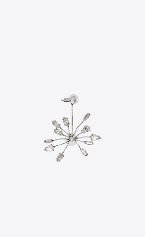 YSL Rhinestone Blossom Earring In Metal Stříbrné | 06573-EAXK