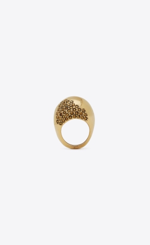 YSL Rhinestone Edge Egg Ring In Metal Zlaté | 41036-OPFC